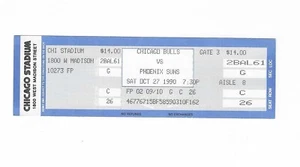 Chicago Bulls vs Phoenix Suns Unused Basketball Ticket from 10/27/1990 - Picture 1 of 2