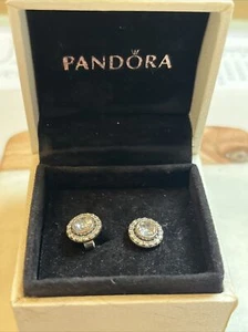 Pandora .925 Silver Stud Earrings In Box (missing One Backing). - Picture 1 of 7