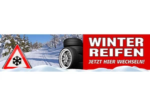 Banner oder Aufkleber - REIFENSERVICE WINTERREIFEN KFZ Werbung Schneelandschaft - Bild 1 von 6
