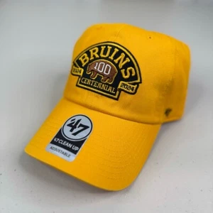 Boston Bruins Gorra 47 Limpieza Centenario Logo Correa Papá Dorado 100º Nuevo - Imagen 1 de 8