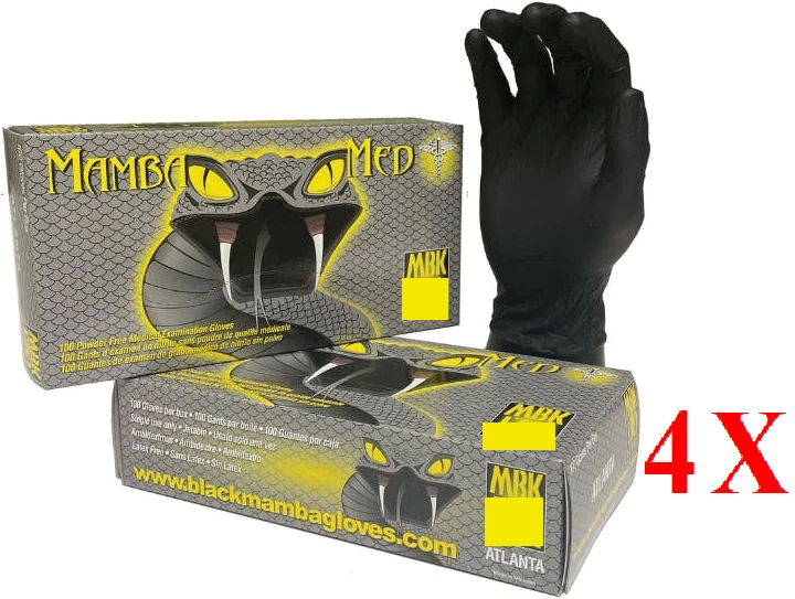 4x Black Mamba Med Strong Untersuchung Werkstatt Nitril GROßE Handschuhe Box mit 100 - Bild 1 von 1