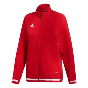 adidas T19 Woven Womens Tracksuit Jacket Football Track Top Red Training Sports - Picture 1 of 3