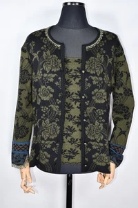 Oleana Norway Strick Seide Wolle Cardigan Top Set Blumen Damen Pullover Gr. XL - Bild 1 von 16