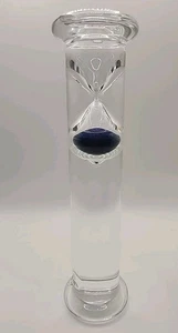 Two Minute Hourglass Blue Sand Filled Liquid Filled Glass Timer Newton Gravity - Picture 1 of 9
