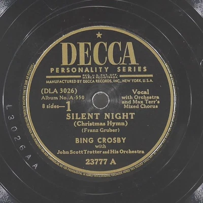BING CROSBY Silent Night Christmas / A-550 Disc 1 DECCA 23777 VG 78 1947 Vocal - Image 1 of 4