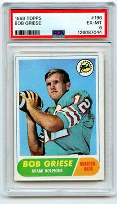 1968 Topps Football Bob Griese #196 Miami Dolphins PSA 6 EX-MT (Rookie) - Image 1 of 2