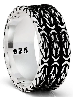 Alianza de boda bizantina oxidada anillo de plata esterlina 925 para hombre ajuste cómodo 9 mm Foto 1 de 4