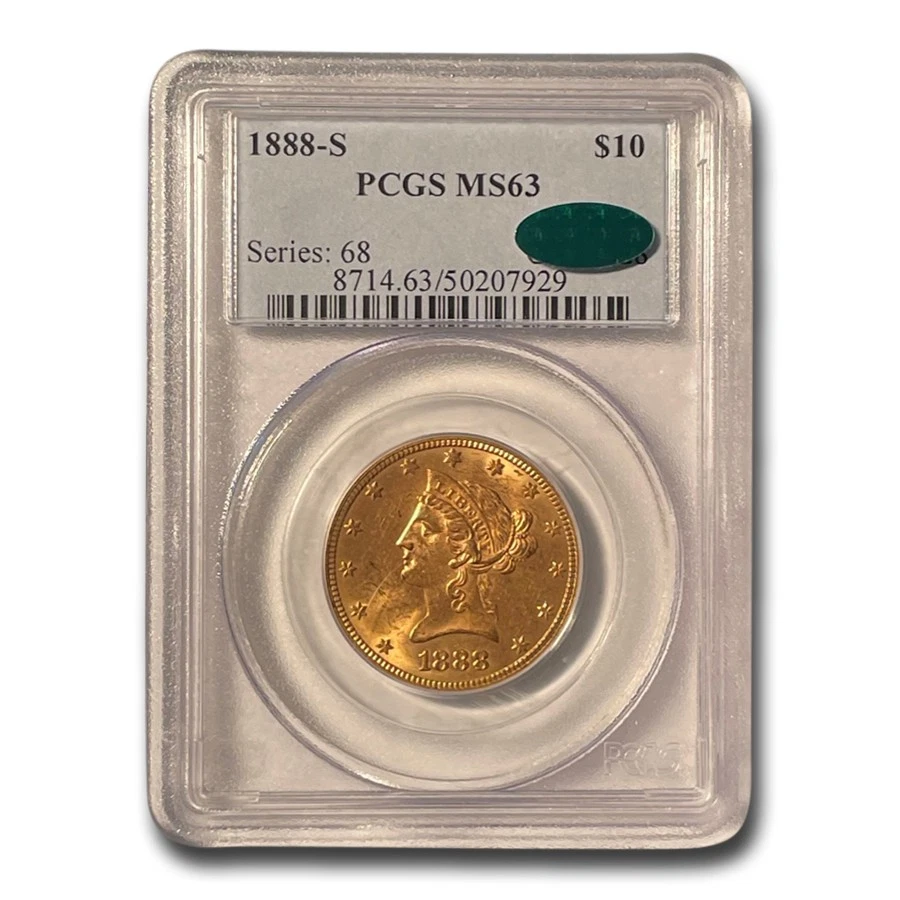 Liberty Gold Eagle 1888-S $10 MS-63 PCGS CAC Foto 1 de 3