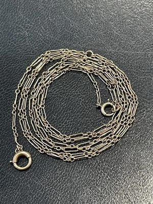 Elegante collar de cadena antiguo de oro blanco macizo de 14K ¡Pieza genial! 15"- 2.4GR! Foto 1 de 4