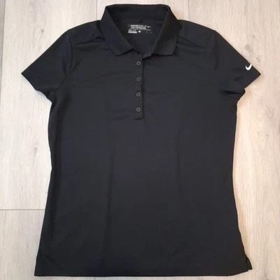 Nike Golf Tour Performance Polo Shirt L Black Dri-FIT Short Sleeve Button Up Top - Image 1 of 4