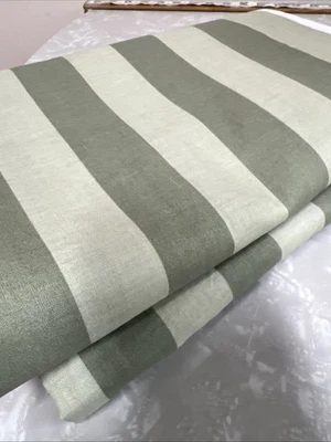 VTG TPSA Cranston Home Fashions Print Fabric 44" X 3Yd X 2pc Cotton Green Stripe - Image 1 of 4