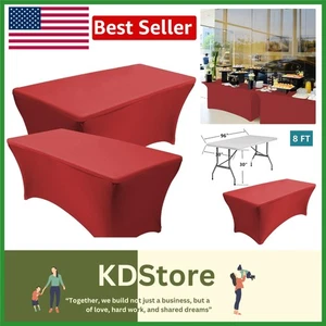 2-Pack 8FT Spandex Fitted Rectangular Table Covers for Events - Picture 1 of 9