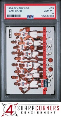 Tarjeta del equipo Skybox 1994 baloncesto de Estados Unidos #83 con Shaquille O'Neal PSA 10 Foto 1 de 3