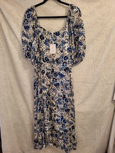 Nuevo con etiquetas Vestido Jessica Simpson Talla Grande Malase Bustier Azul Floral Para Mujer Talla 2XL - Imagen 1 de 8