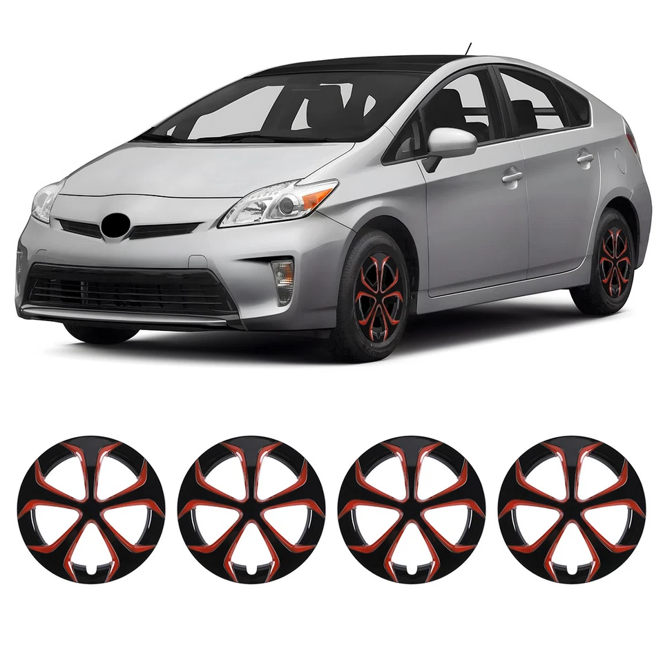15" Red Black Wheel Covers Hub Caps 4PCS For 2010-2015 TOYOTA PRIUS Alloy Wheel Foto 1 de 4