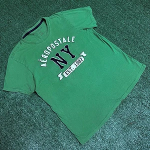 Vintage Y2K embroidered Aeropostale Spellout green graphic Tee   Size : XL - Picture 1 of 4