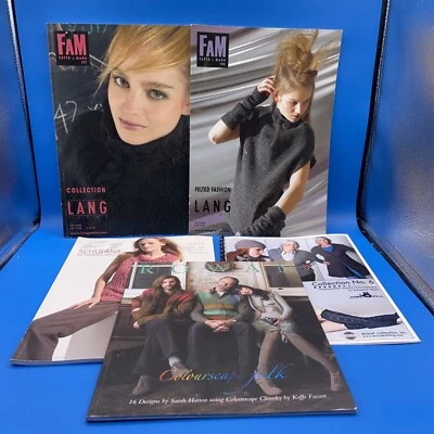 KNITTING PATTERNS 5 booklets LOT Europe English Fatto a Mano Rowan Schulana EK-2 - Image 1 of 4