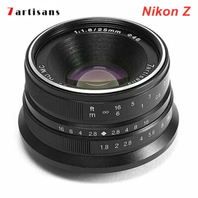 7artisans 25mm F1.8 APS-C Wide Angle Manual Prime Lens For Nikon Z mount Cameras - Image 1 of 4