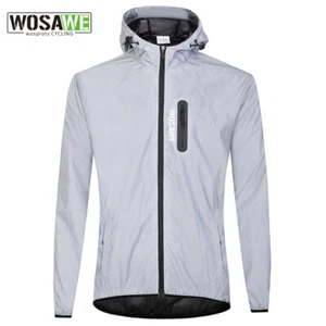 Chaqueta de ciclismo reflectante completa para hombre WOSAWE a prueba de viento repelente al agua con capucha - Imagen 1 de 18