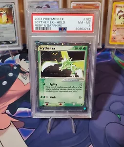 PSA 8 Scyther ex 102/109 Ruby And Sapphire Near Mint Vintage Pokemon TCG Card - Picture 1 of 2