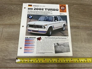 Hot Cars Cutting Edge 1973-1974 BMW 2002 Turbo #11 Folder Brochure Spec Sheet - Picture 1 of 4