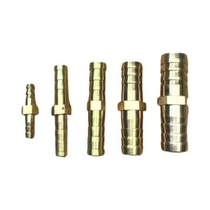 Metal Brass Straight Hose Joiner Barbed Connector Air Fuel Water Pipe Gas Tubing - Picture 1 of 15
