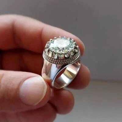 Moissanite 5 quilates corte redondo certificado GRA VS1 ouro branco 14K sobre prata masculino 2024 - Imagem 1 de 4