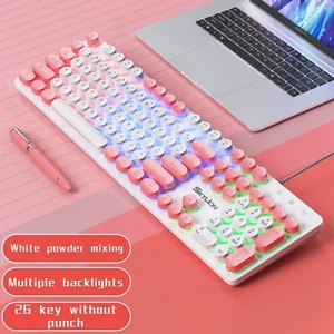 Wired 104 Keys Membrane Keyboard Colorful Lighting Gaming Office Keyboards 1pc - Picture 1 of 7