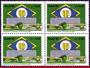 2291 BRAZIL 1990 NATL. TAX COURT, FLAG, ARCHITECTURE, MI# 2386 C-1711, BLOCK MNH - Picture 1 of 2