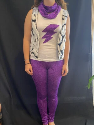 Weissman Purple Sequin Leggings Zebra Vest Dance Costume (Kesha/Hannah Montana) - Image 1 of 4
