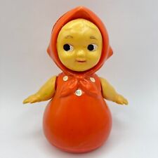 1960 Vintage USSR Plastic Celluloid Doll Roly Poly Toy Nevalyashka Ukraine 7 in"