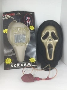1997 Fun World Bleeding Ghostface Scream Mask Blood Heart Pump Vtg Halloween - Picture 1 of 21