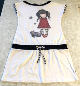 Santoro London Gorjuss Dress Girl w/Cat Design Black Stripe Accent Bow 12Y 152 - Picture 1 of 20