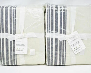 New~Set of 4~Pottery Barn Riviera Stripe Blackout Curtains~Charcoal~50x96 - Picture 1 of 1