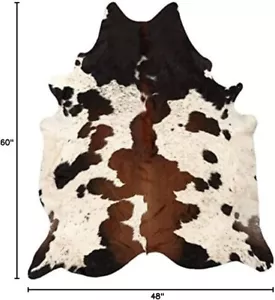 Pure Brown Tricolor Cowhide Rug Black Brown and White Luxurious Cow Skin Tri Col - Picture 1 of 1