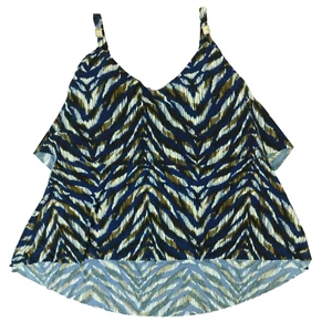 MAGICSUIT Tankini Swimsuit Swim Top Suit Animal Print Navy Striped Women's 14 - Picture 1 of 8
