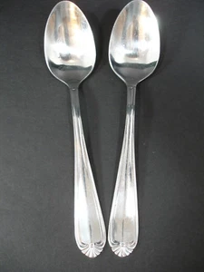 Hampton Silversmiths Acero Inoxidable China 196 Punto de Ventilador 2 Cucharas Soperas Ovaladas Brillante - Imagen 1 de 7