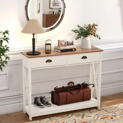 Farmhouse Console Table with Drawer for Entryway for Living Room X Supports - Image 1 of 4
