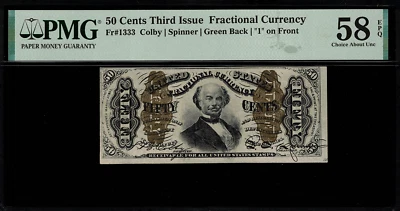 FR-1333 $0,50 Tercera Emisión Moneda Fraccionaria - 50 Céntimos - Calificado PMG 58 EPQ Foto 1 de 2