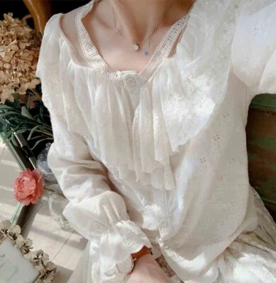 Camisa Top Plus 1x-10x L526 Hecha a Medida Encaje Empalme Mangas Largas Foto 1 de 4