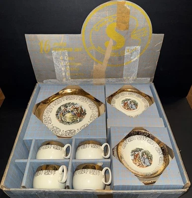Vintage Crest O Gold Sabin Full 16 Piece Starter Set Original Box 22K Gold Svc 4 - Image 1 of 4
