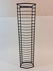 Vtg Cassette Tape Storage Rack Black Metal Wire Tower Holds 25 Wall Mountable - Picture 1 of 6