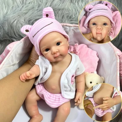 Mini 13 Inch Reborn Baby Doll Bettie Full Silicone Washable Body Girl Soft Solid - Image 1 of 4