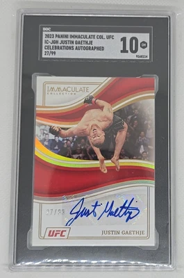 Justin Gaethje 2023 Immaculate AUTO SP UFC #IC-JGT Celebrations  /99  SGC 10 - Image 1 of 2