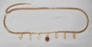 BNWOT Vintage 1990's Gold-Tone Metal Gem & Crest Charm Belly Chain Belt LAST ONE - Picture 1 of 5