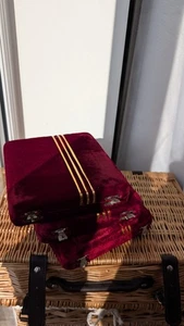 Set Of 3 Vintage Red Velvet Jewellery Boxes - Picture 1 of 8