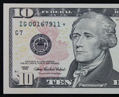 $10 2006 Star CU Federal Reserve Note IG00167911* ten dollar Chicago 640K run 1 - Image 1 of 3