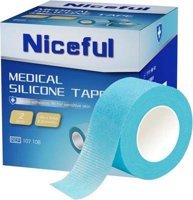2 Rolls Silicone Medical Tape for Wound Care - Blue, 1x 5.5 Yd (2 Rolls)  - Изображение 1 из 4