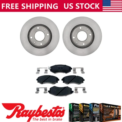 Kit de rotores de freno delanteros + pastillas metálicas y herrajes para Hyundai Sonata 1989-1998 Foto 1 de 4