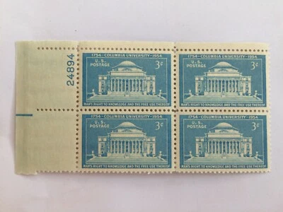 US 1954 USA Scott# 1029 Columbia University Low Memorial Library Block 4 MNH - Image 1 of 2